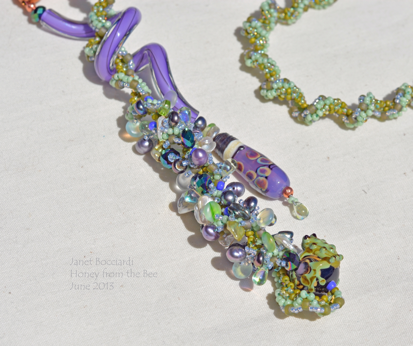 Purple and Green Artisan Necklace
