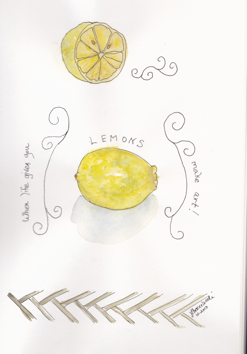 lemon sketch and watercolor by Janet Bocciardi