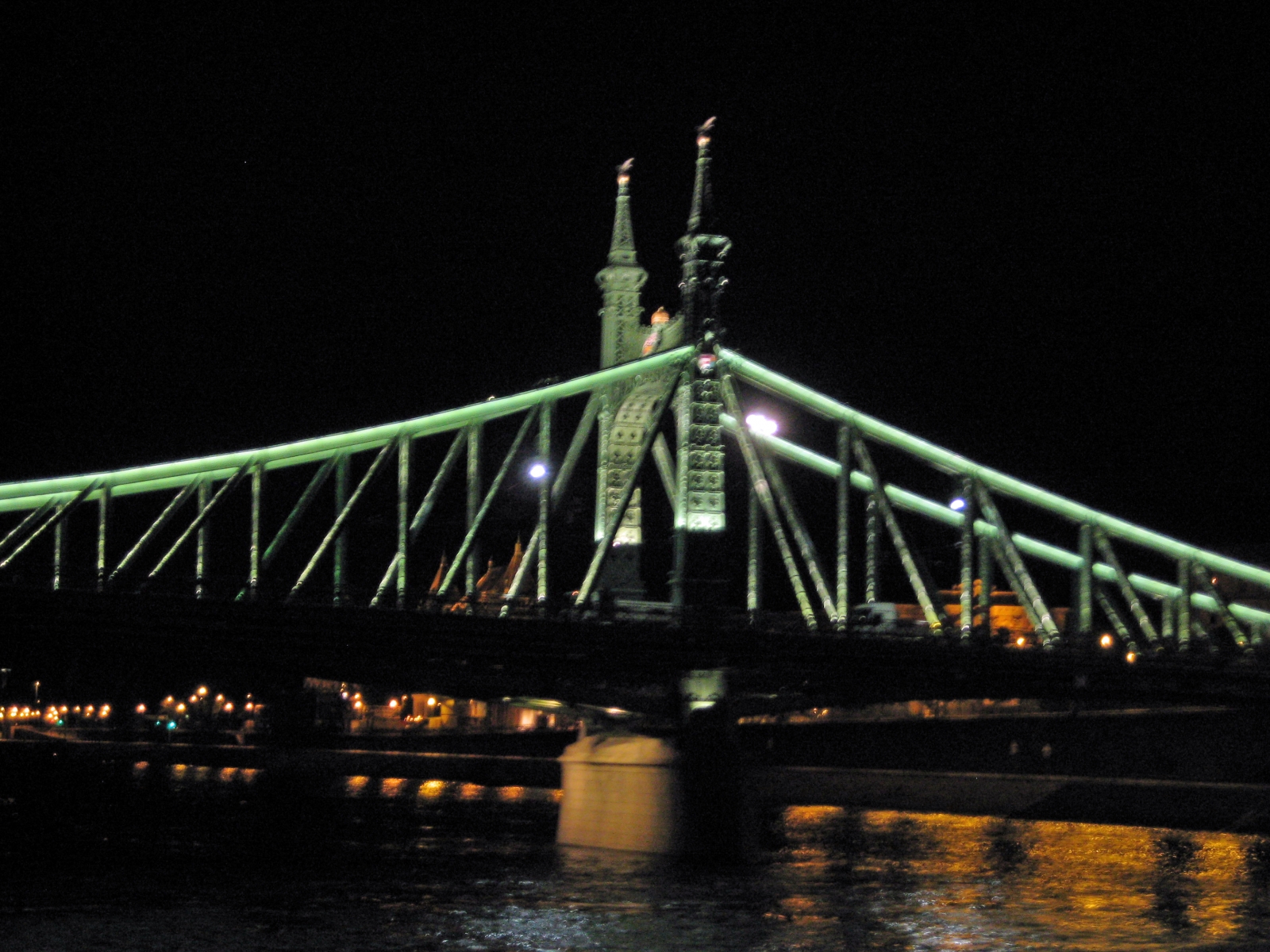 Liberty Bridge at night, Budapest, Hungary
