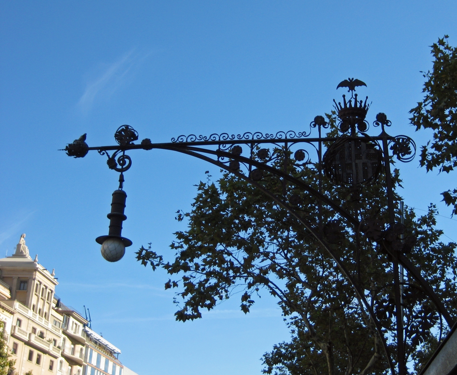 Ornate ironwork light post in Barcelona