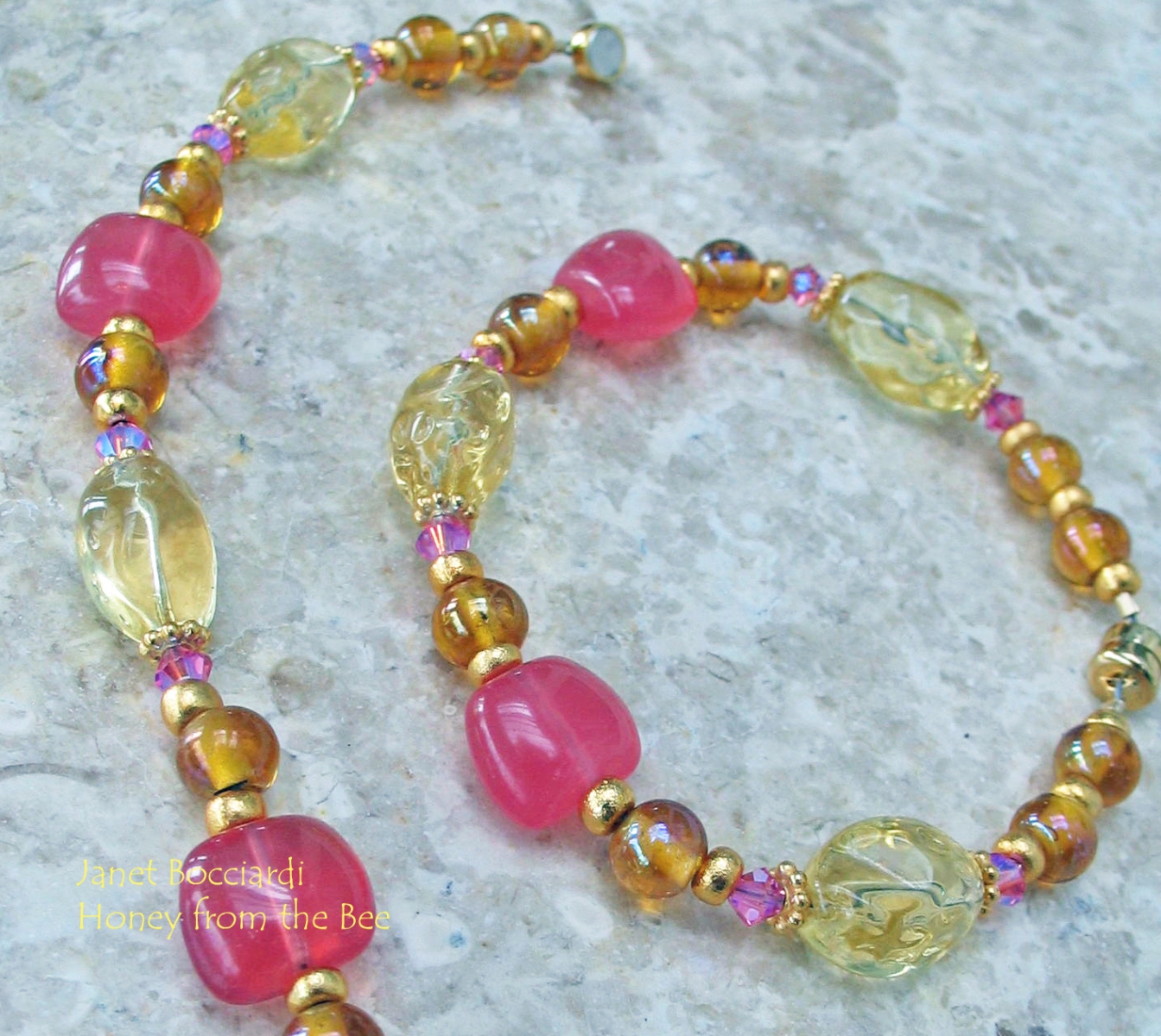 Yellow and Pink bracelets
