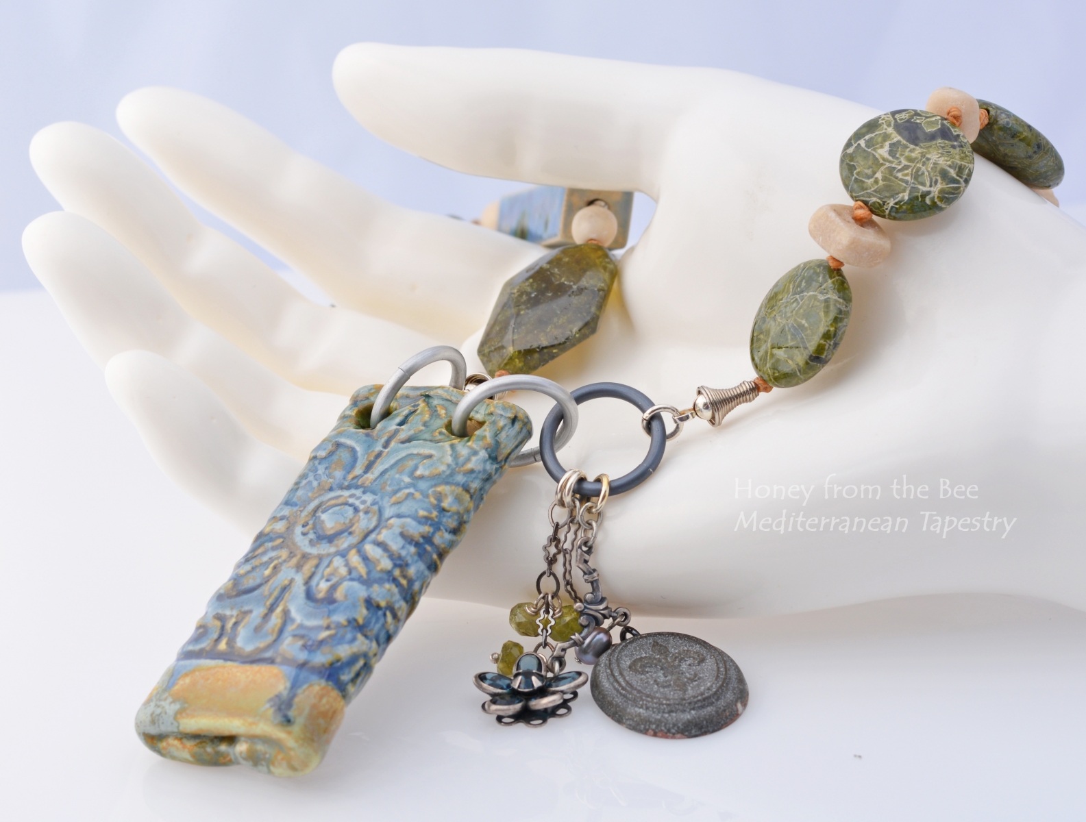 Mediterranean inspired artisan necklace