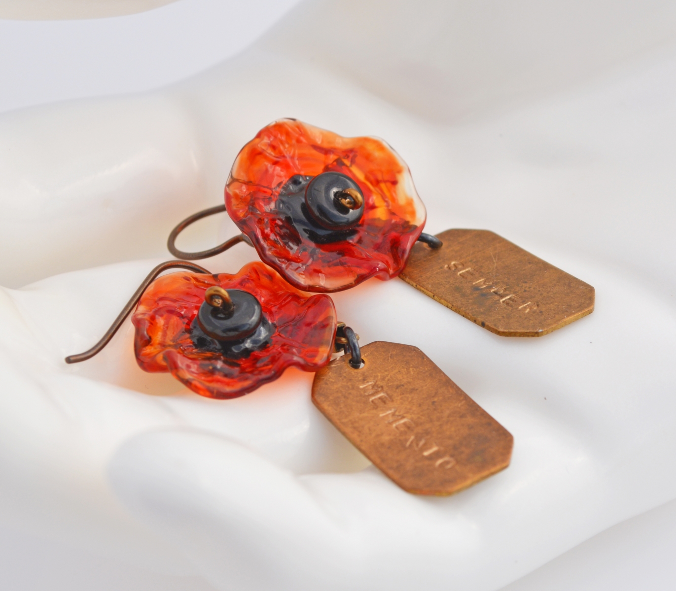 Poppy Earrings in memory of fallen soldiers