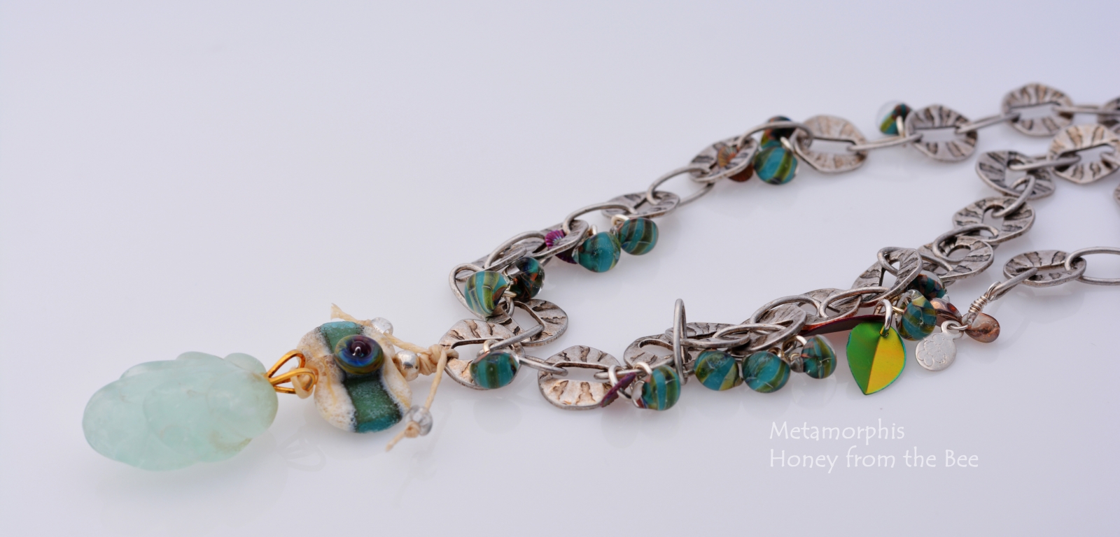 Metamorphosis - Aqua silver necklace