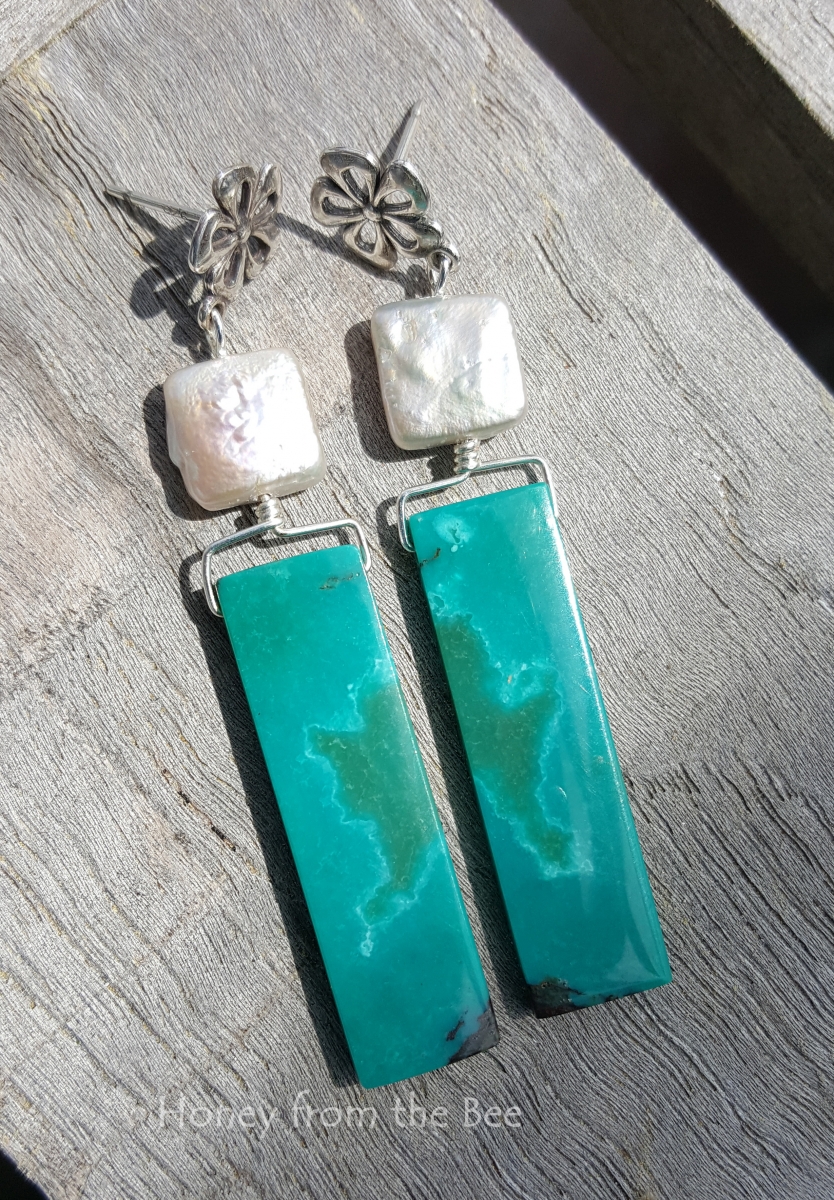 Turquoise and Pearl earrings