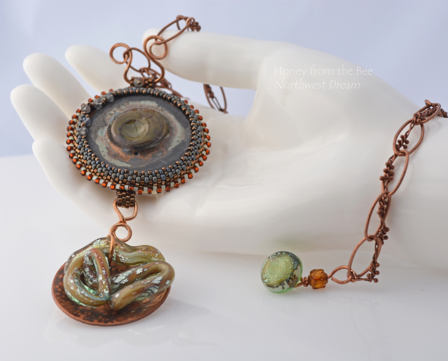 Mixed Media artisan necklace by Honey from the Bee
