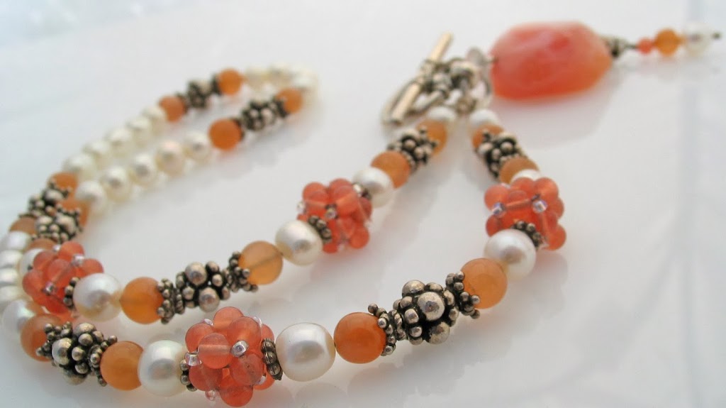 Carnelian and Pearl Artisan Necklace