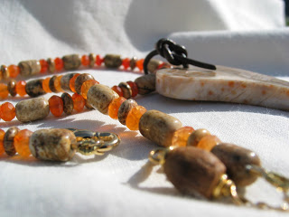 Carnelian, Painted Jasper, Ocean Jasper artisan necklace by Honey from the Bee