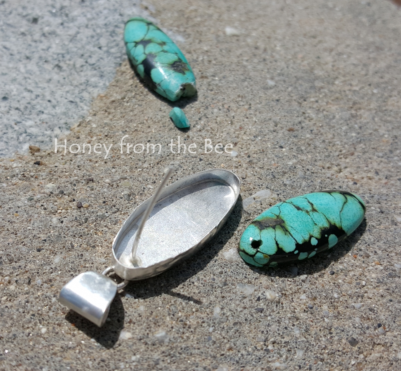 Turquoise and Sterling Silver pendant in process