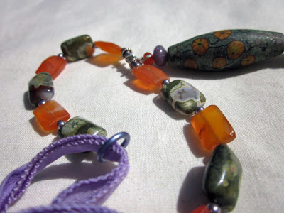 Carnelian and Rain Forest Jasper Necklace by Honey from the Bee