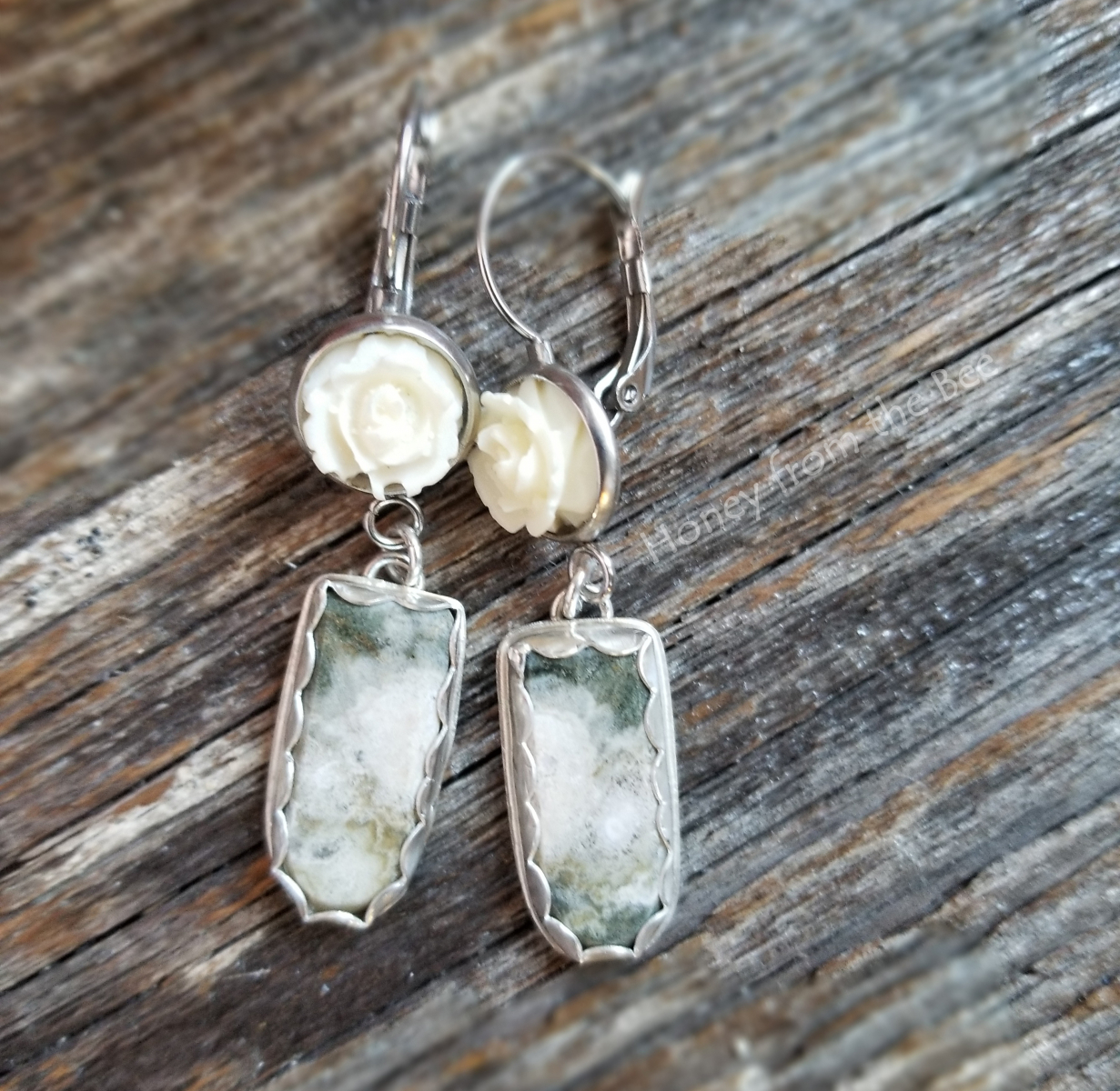 Coral and Ocean jasper earrings