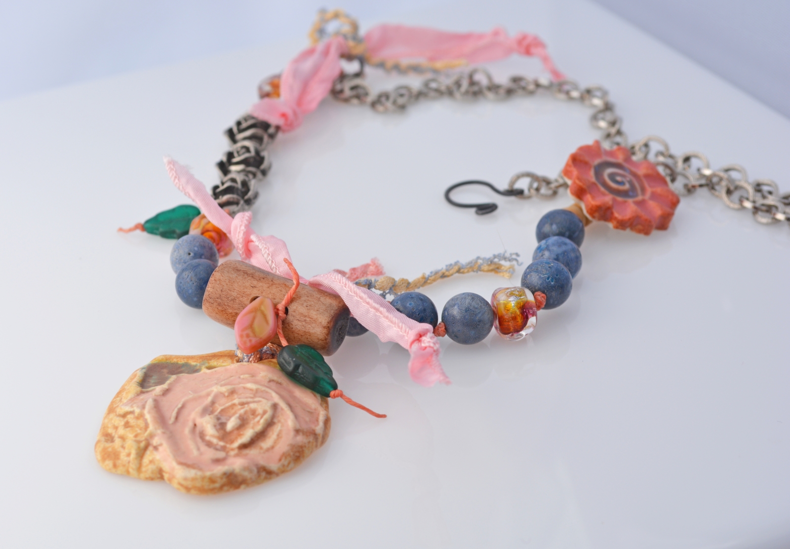 Shabby Chic Rose Necklace