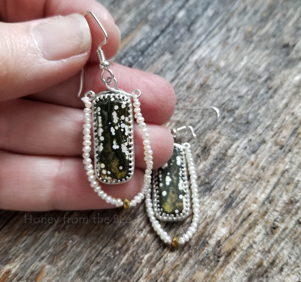 Ocean Jasper and pearl earrings