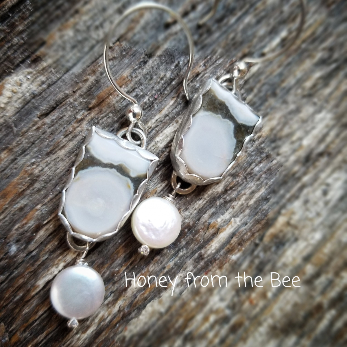 Ocean jasper and silver earrings