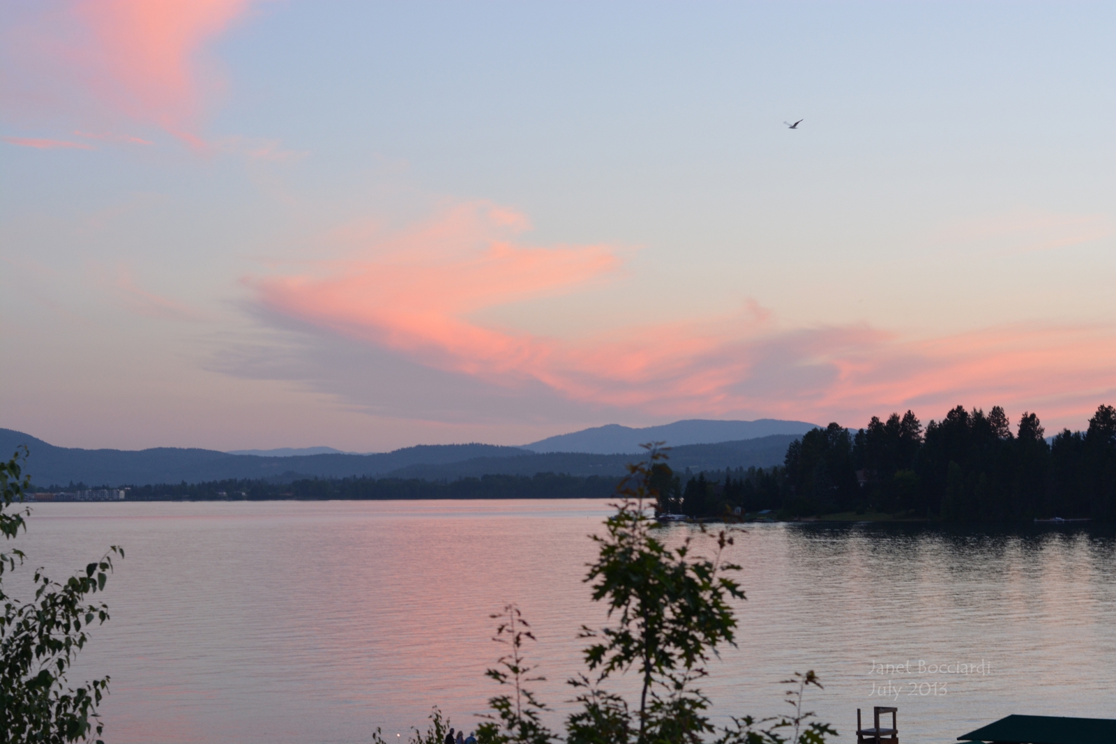 Sunset on Idaho lake.