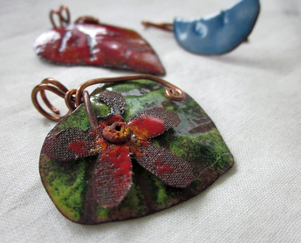 Torch enameled pendants and charms