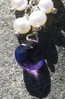 Pearl and Amethyst earrings by Honey from the Bee