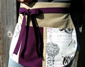 Plum and Parchment Utility Half Apron for Music Lovers, Crafters and Music Teachers -- Craft Apron -- Utility Apron -- Vendor Apron - Foodphyte
