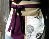 Plum and Parchment Utility Half Apron for Music Lovers, Crafters and Music Teachers -- Craft Apron -- Utility Apron -- Vendor Apron - Foodphyte