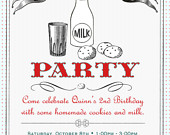 Milk and Cookies Party Invitation - Birthday, Bridal or Baby Shower, Any Occasion - bnute