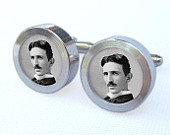 Nikola Tesla Cufflinks -- Serbian Inventor Scientist Gift for wedding, groomsmen, and university graduation - MisterManatee