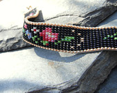 RESERVED FOR natnyc Striking Serbian Inspired  Floral  Bead Loomed Bracelet - PlumedeNikola