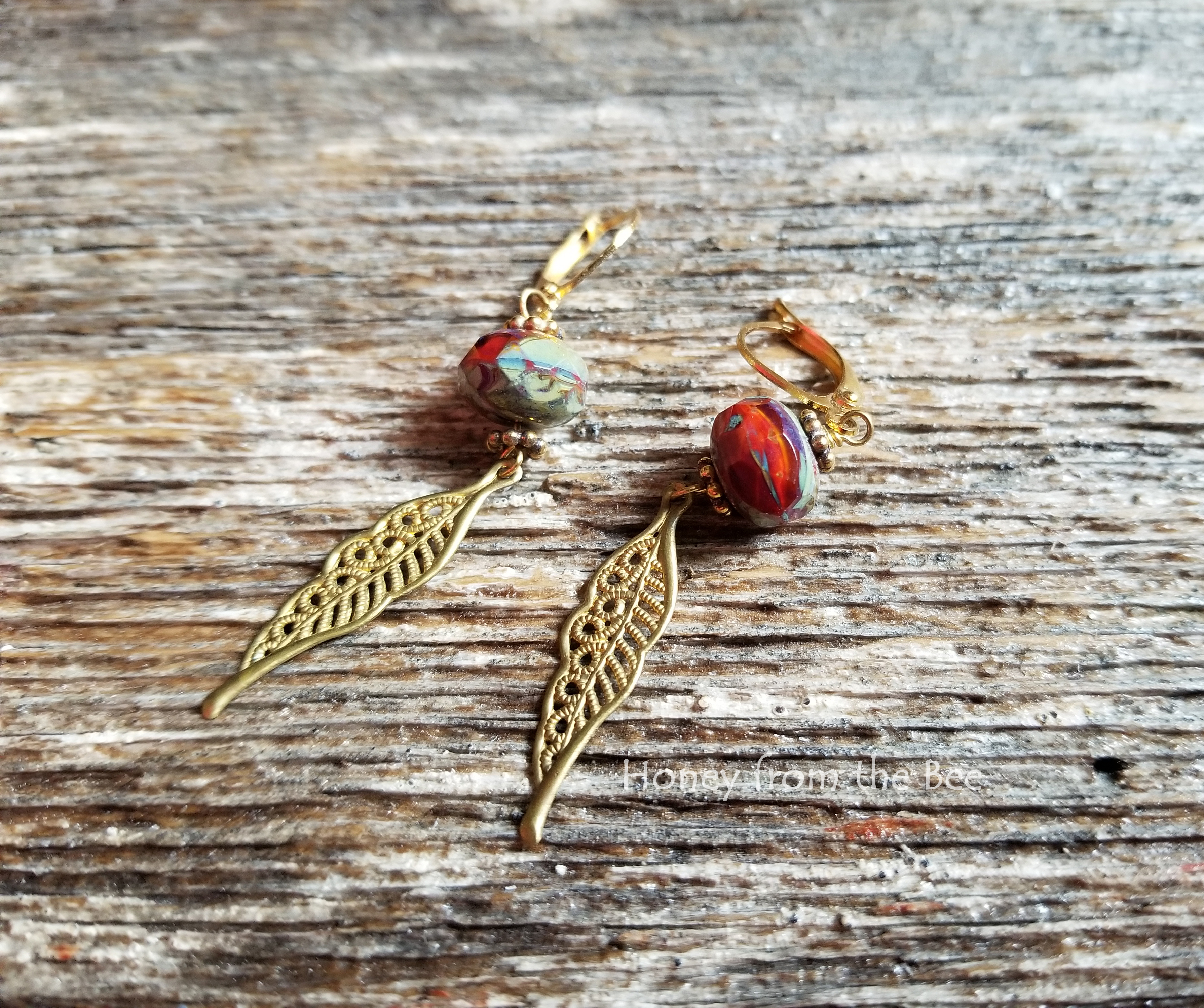 Autumn Leaf earrings Artisan Jewelry by Janet Bocciardi Honey from the Bee