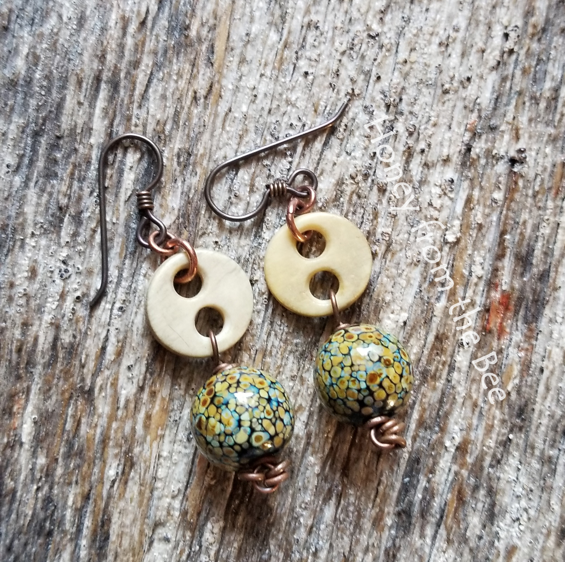 Vintage shop button earrings