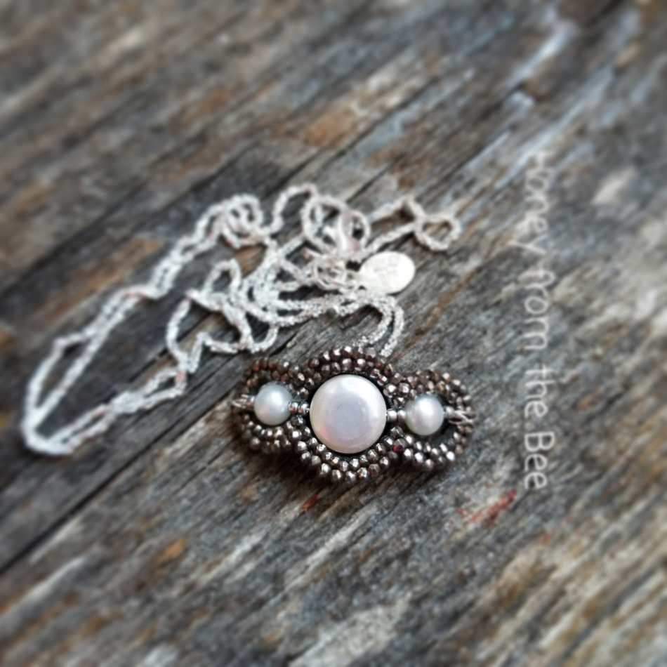 Marcasite and pearl necklace on sale