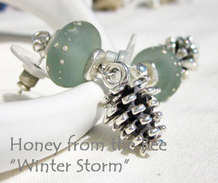 Lampwork and sterling silver pinecone earrings