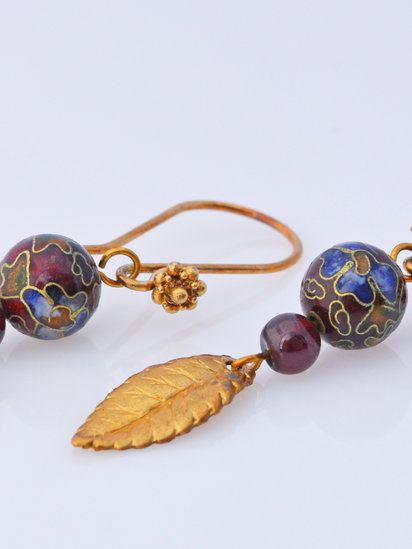 Cloisonne and Garnet earrings