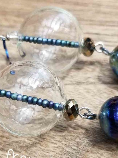 Fish Bubbles hollow glass earrings