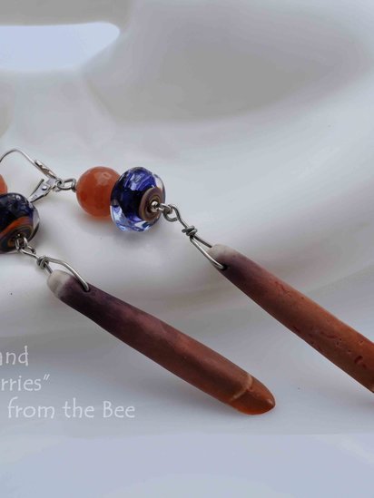 Peaches and Blueberries artisan earrings