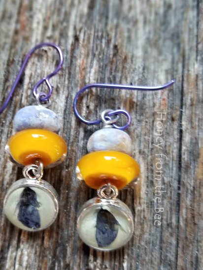 Lampwork and Dried Flowers earrings