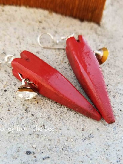 Rustic Red Heart earrings