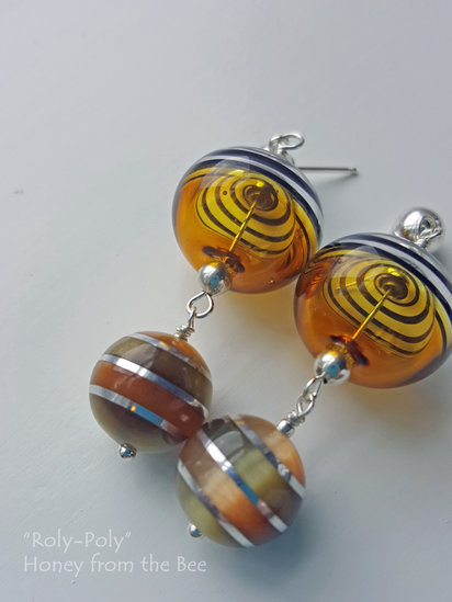 Lampwork and Cat's Eye Earrings