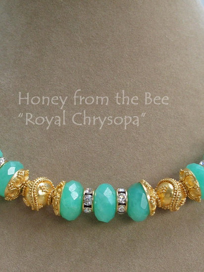 Royal Chrysopa - Vermeil and Chrysophase necklace
