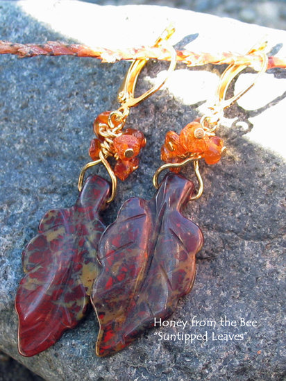 Sun-tipped leaf earrings