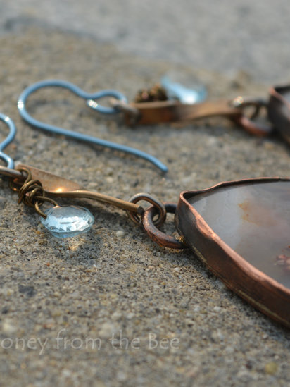 Prudent Man Agate with Blue Topaz Earrings