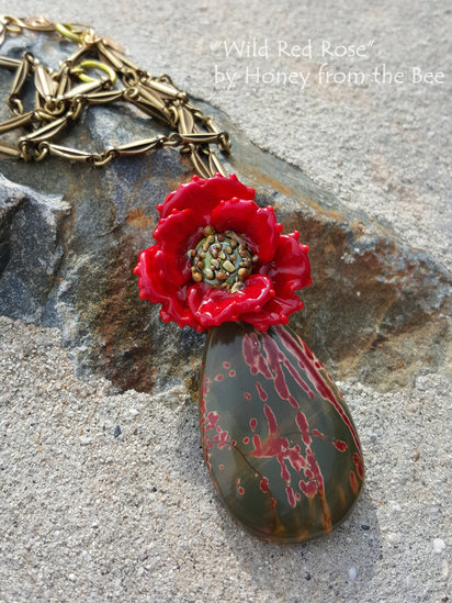 Wild Red Rose Pendant