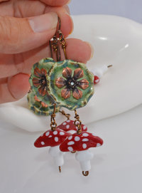 Mushroom Earrings, copyright Honey from the Bee