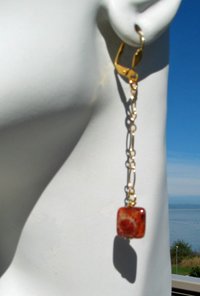 Coral Agate Statement Earrings, copyright Honey from the Bee