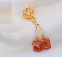 Coral Agate Earrings, copyright Honey from the Bee