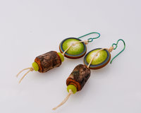 Green Woodland Earrings, copyright Honey from the Bee