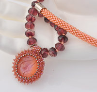 Peach and Purple Artisan Necklace, copyright Honey from the Bee