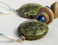 Green Lace Agate earrings, copyright Honey from the Bee