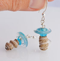 Artisan Earrings in baby blue and white, copyright Honey from the Bee