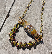 Warm brown and green Lampwork Necklace, copyright Honey from the Bee