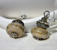 Creamy Latte Lampwork earrings, copyright Honey from the Bee