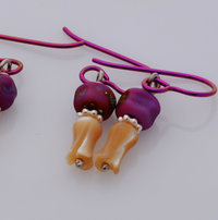 Fuchsia Lampwork Earrings, copyright Honey from the Bee